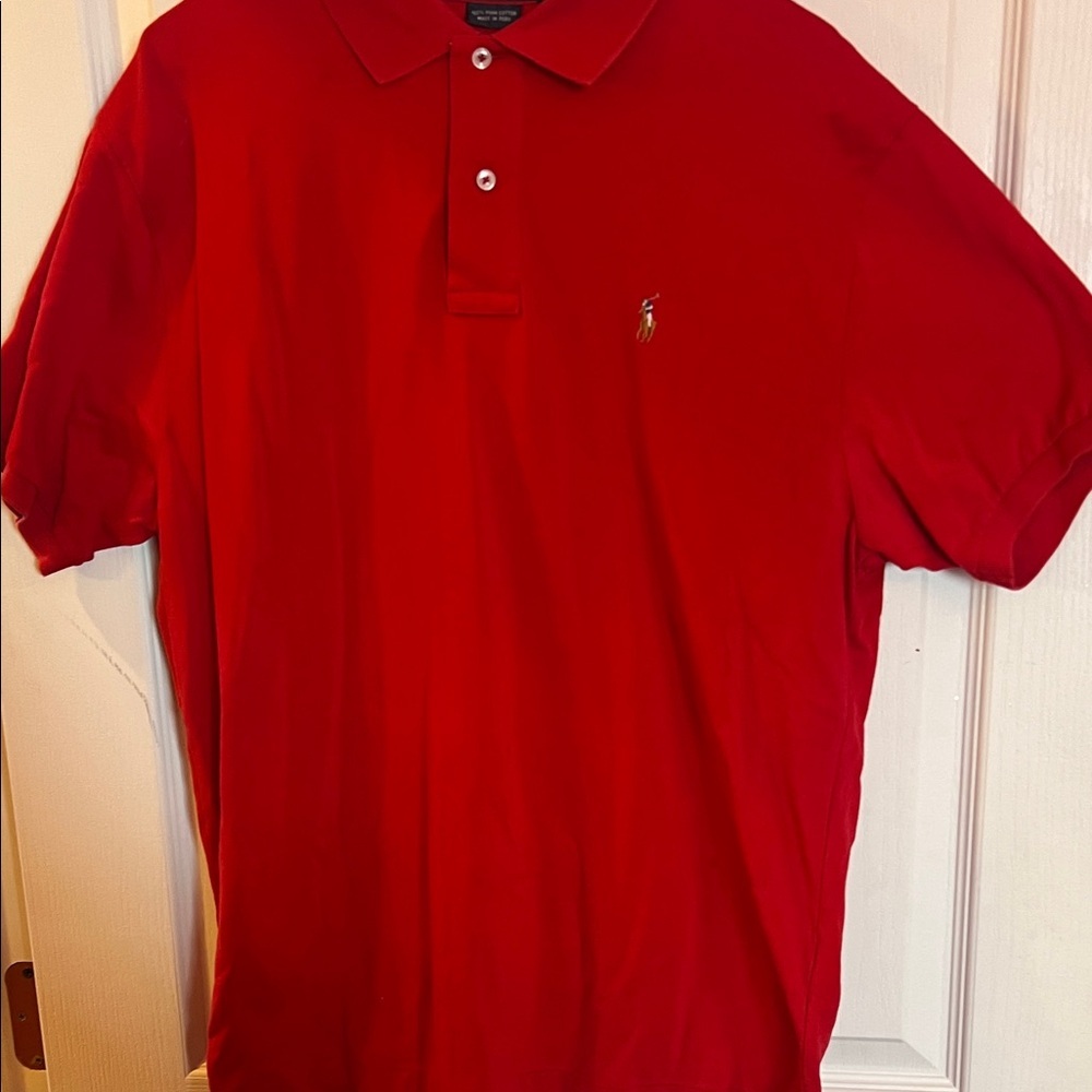 Polo by Ralph Lauren Men's Vibrant Red Polo Shirt Lg - Picture 3 of 4